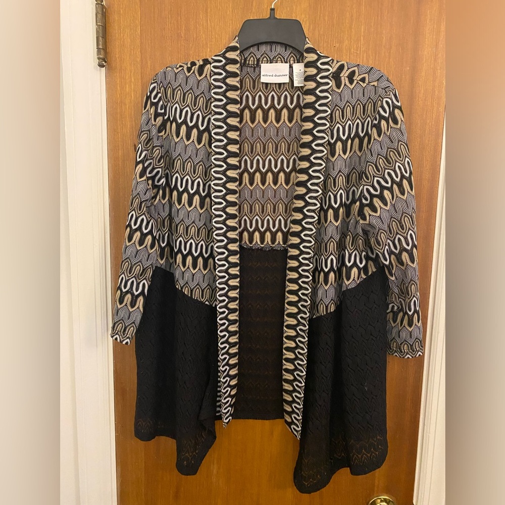 Alfred Dunner Women’s Lightweight Knit Open Front Cardigan-Sz M